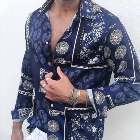Spring And Autumn Fashion Printed Casual Shirt